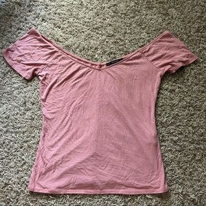 Forever 21 Pink Off the Shoulder Vneck Crop Top
